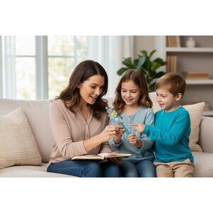 Mama-Themed Beaded Glitter Pen With Floral Charm Blue & Yellow Gift For Moms